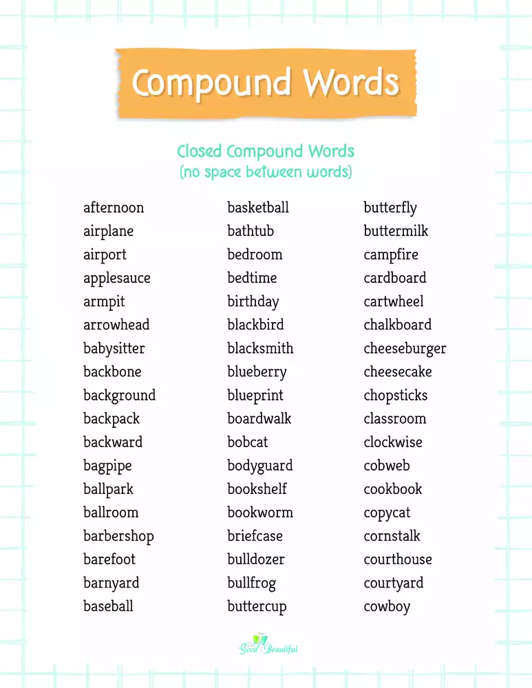 Compound Words List PDF